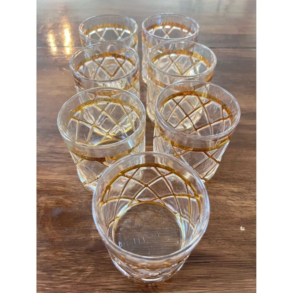 Vtge Mid Century Joseph Altuzarra Cocktail Barware set of 7 Glass tumblers
